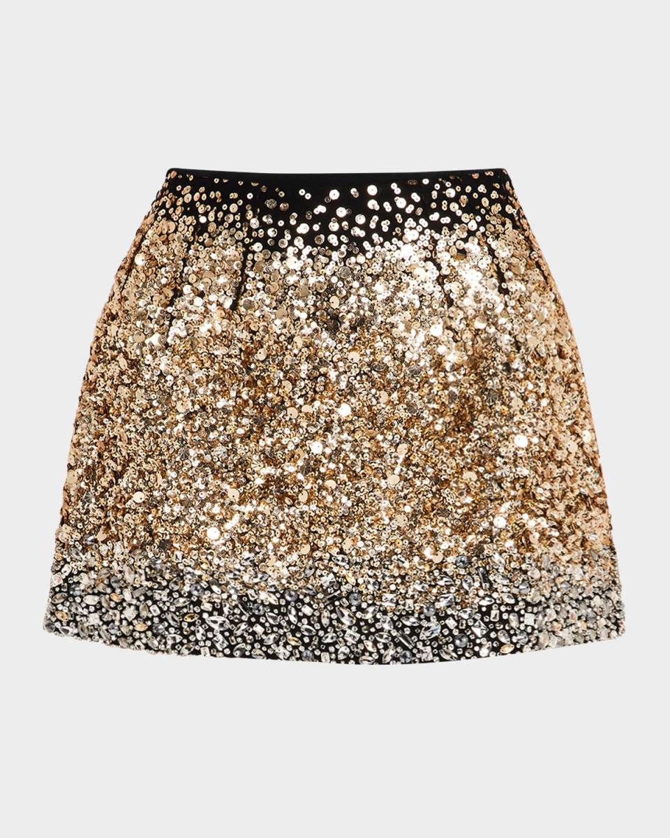Sequined Crystal Mini Skirt